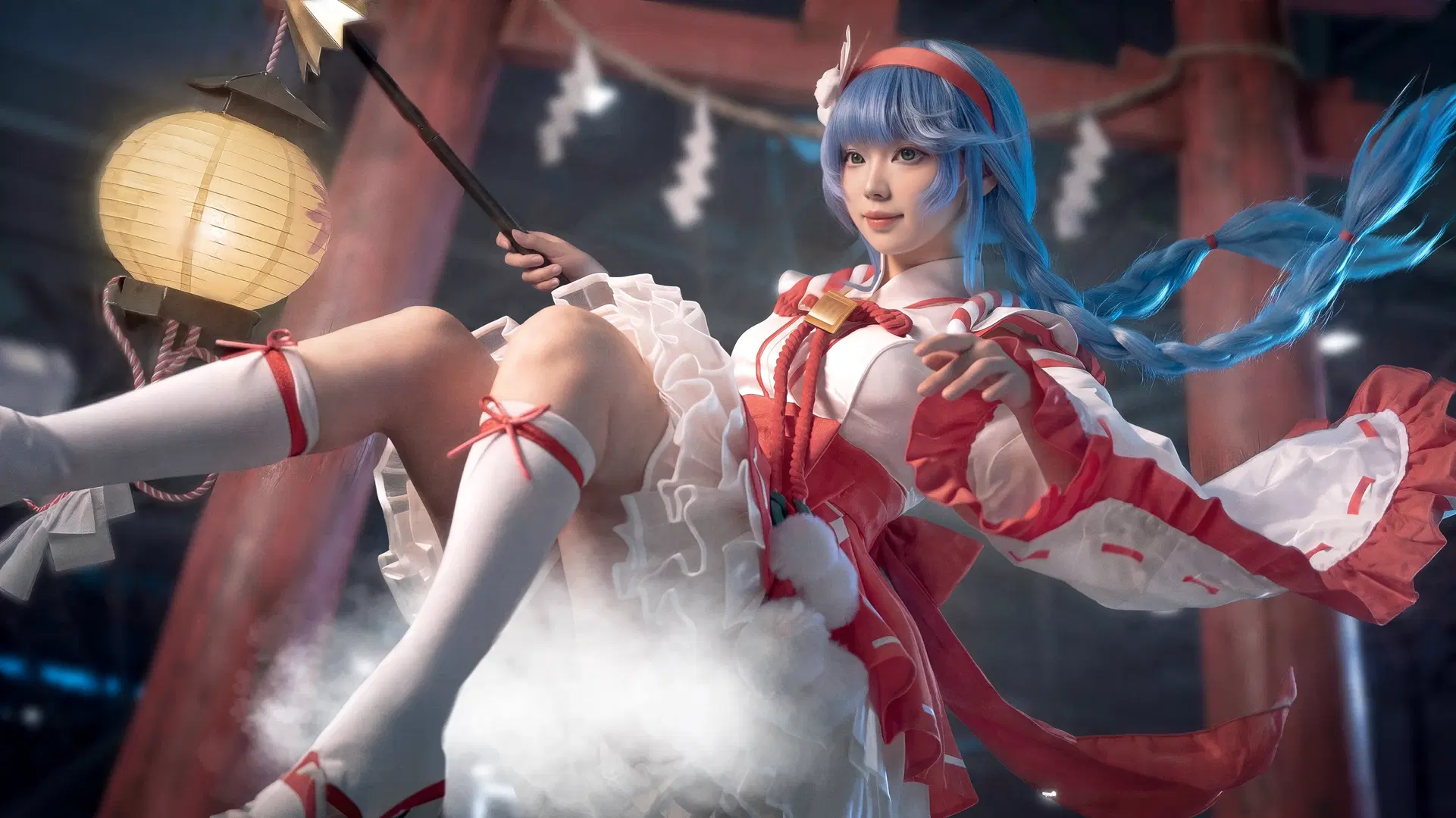 王者荣耀, 大乔cos, 游戏cosplay, 和风巫女, 丝袜美腿