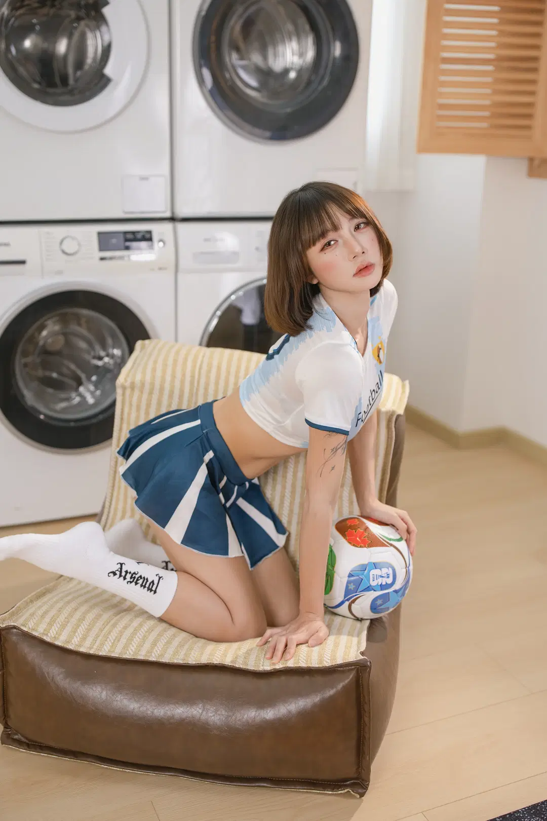 运动风少女的足球宝贝写真，蓝白格调太夏天了 - 小白不小新📸（常驻深圳开单中） - 第7张