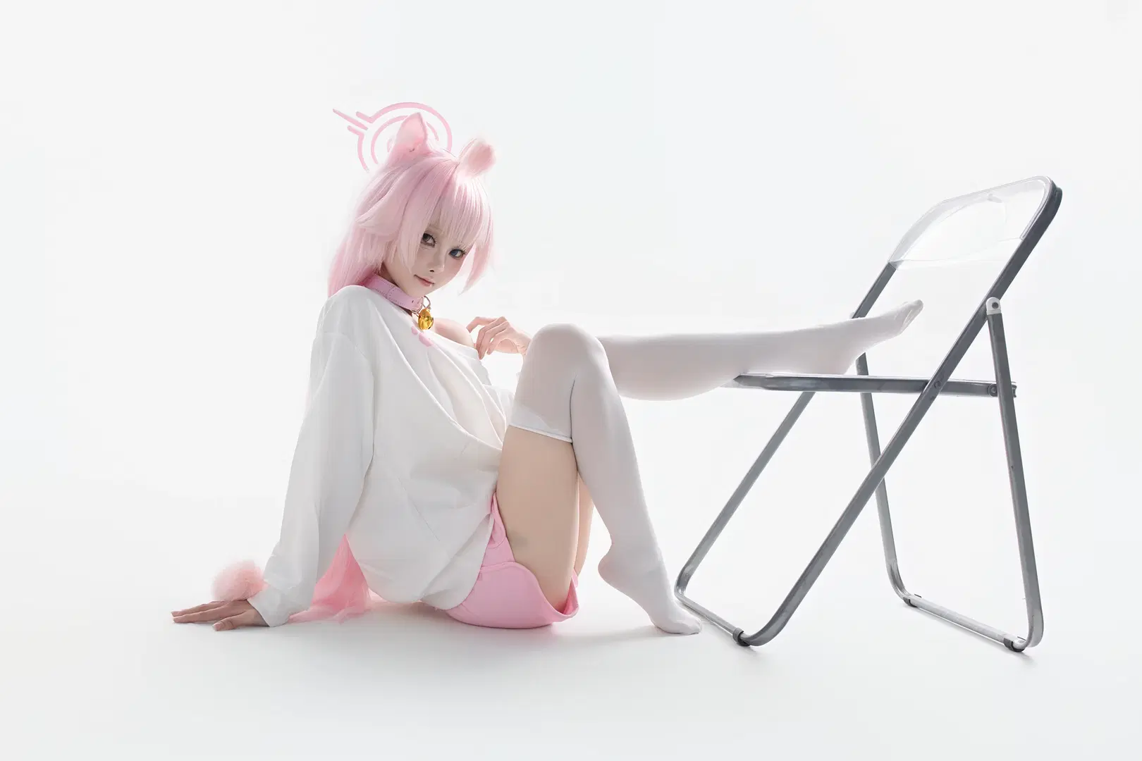 蔚蓝档案, 小鸟游星野cos, 白丝, 猫娘cos, 丝袜