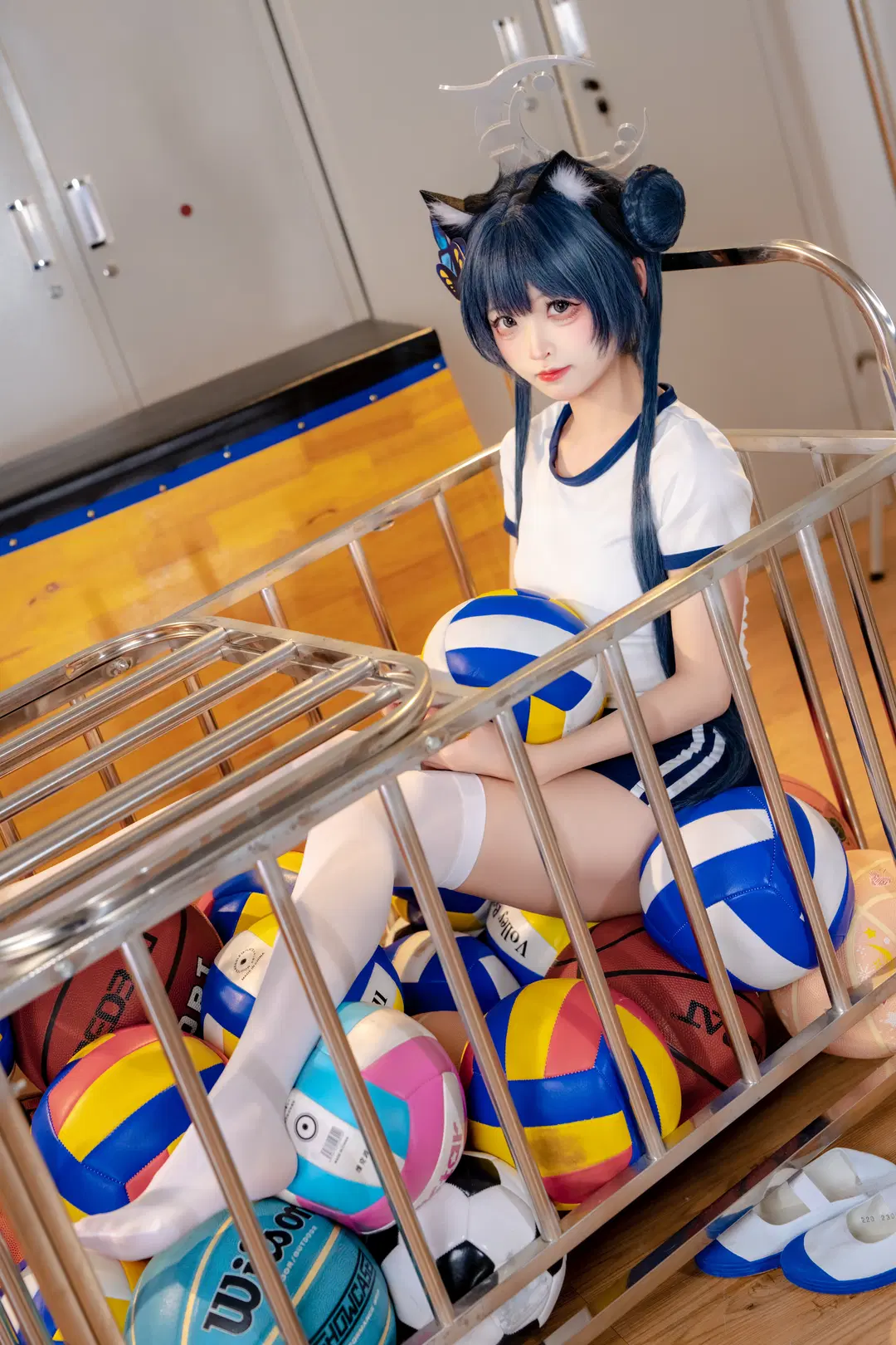 蔚蓝档案, 妃咲cos, 体操服, 二次元写真, 白丝袜