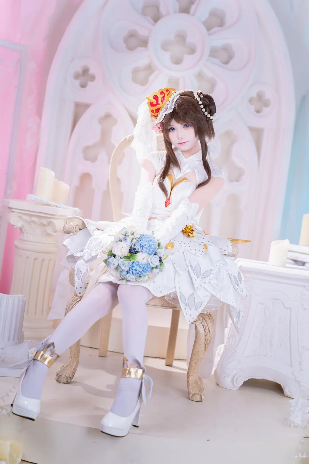 cosplay, 王者荣耀, 纯白花嫁, 白丝, 小乔cos