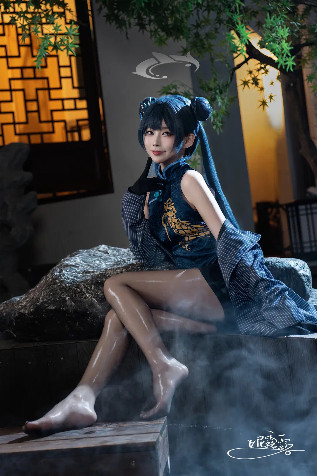 【妃咲cos】蔚蓝档案 门主大人的优雅旗袍与高光丝袜 - 妮露露 - 第4张