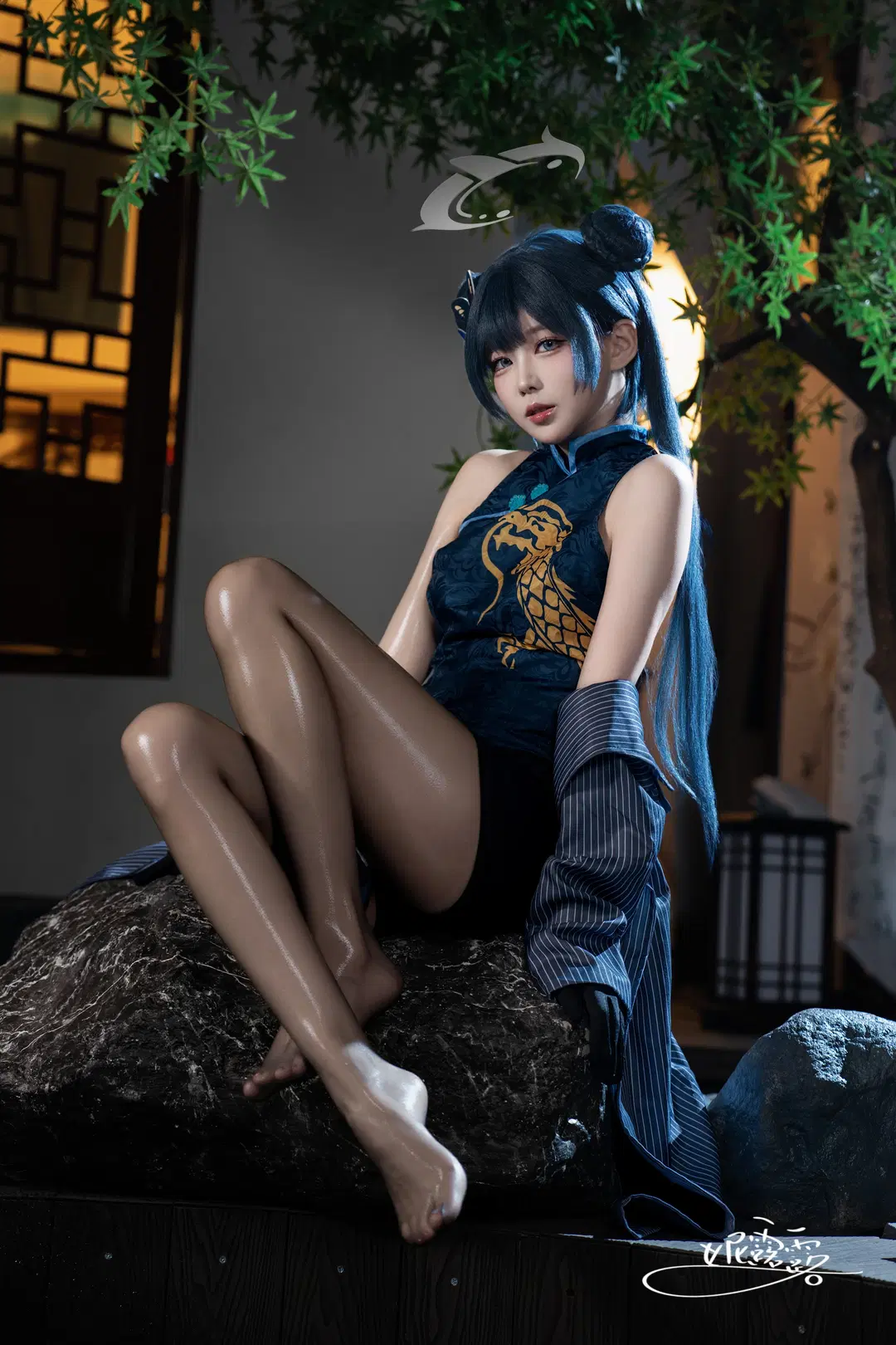 【妃咲cos】蔚蓝档案 门主大人的优雅旗袍与高光丝袜 - 妮露露 - 第5张