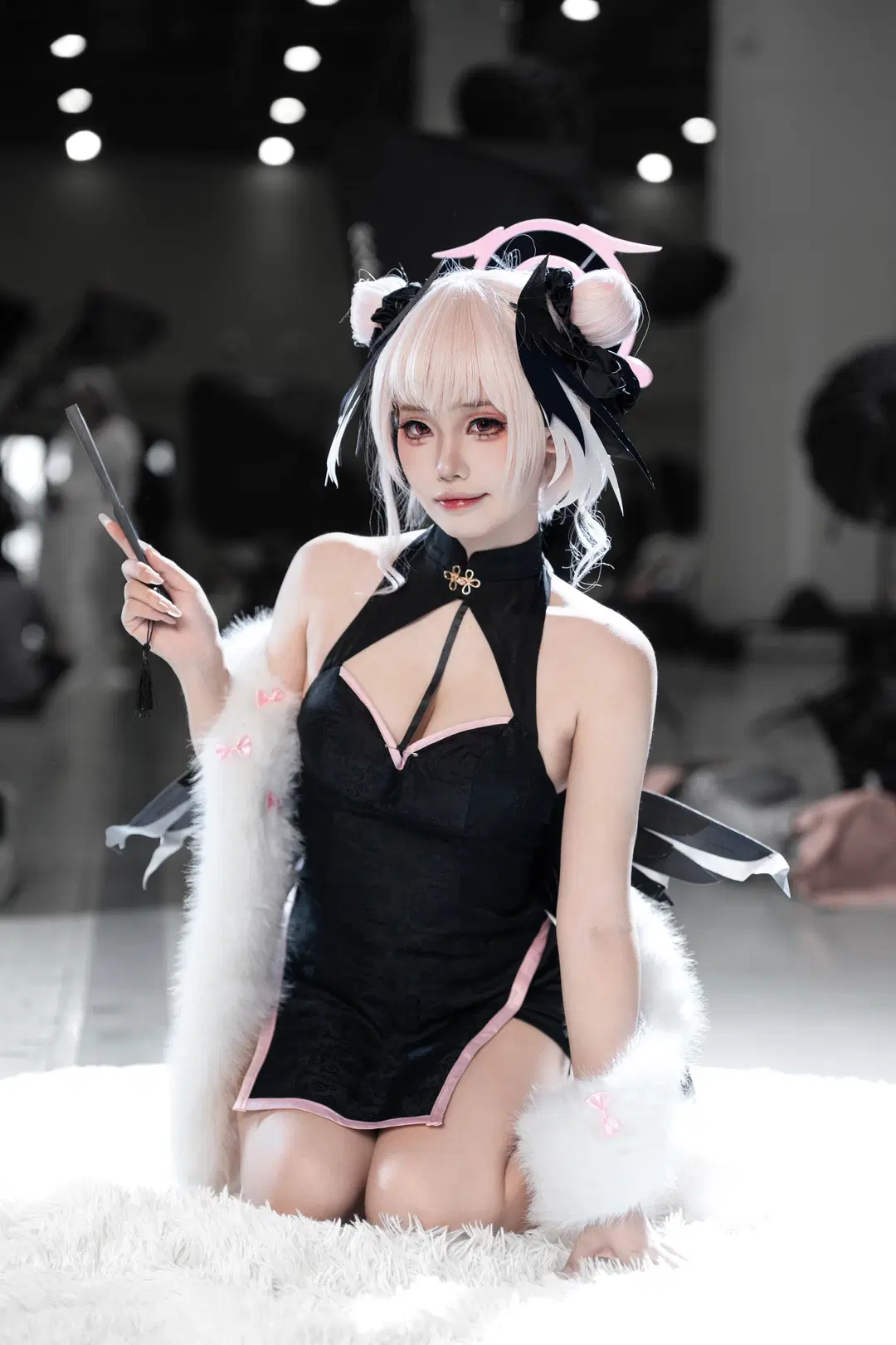 【下江コハル コスプレ】黒チャイナドレスと白のもこもこショールによるイベント撮影記録 - L同学不好好努力 - 4枚目