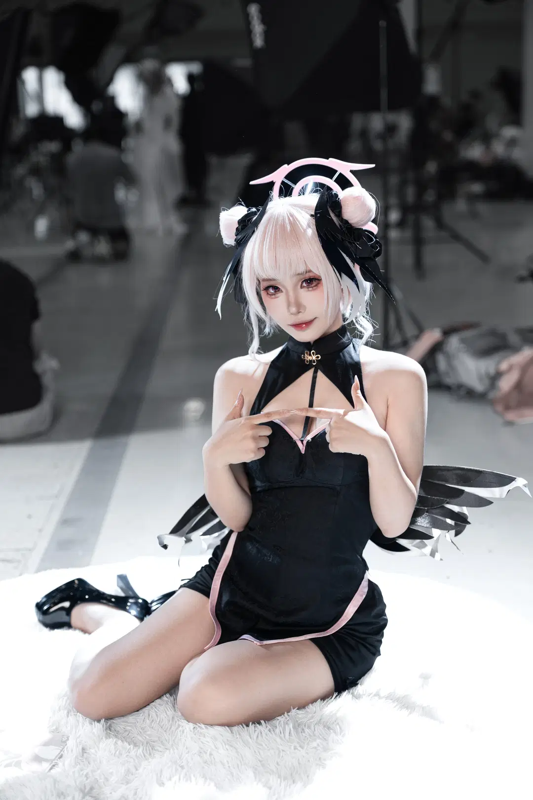 【下江コハル コスプレ】黒チャイナドレスと白のもこもこショールによるイベント撮影記録 - L同学不好好努力 - 5枚目