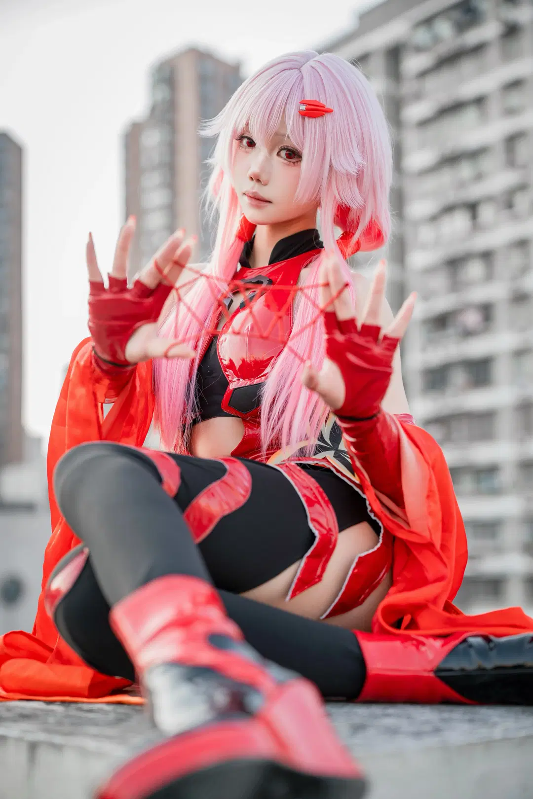 Black stockings, Yuzuriha Inori cosplay, Guilty Crown