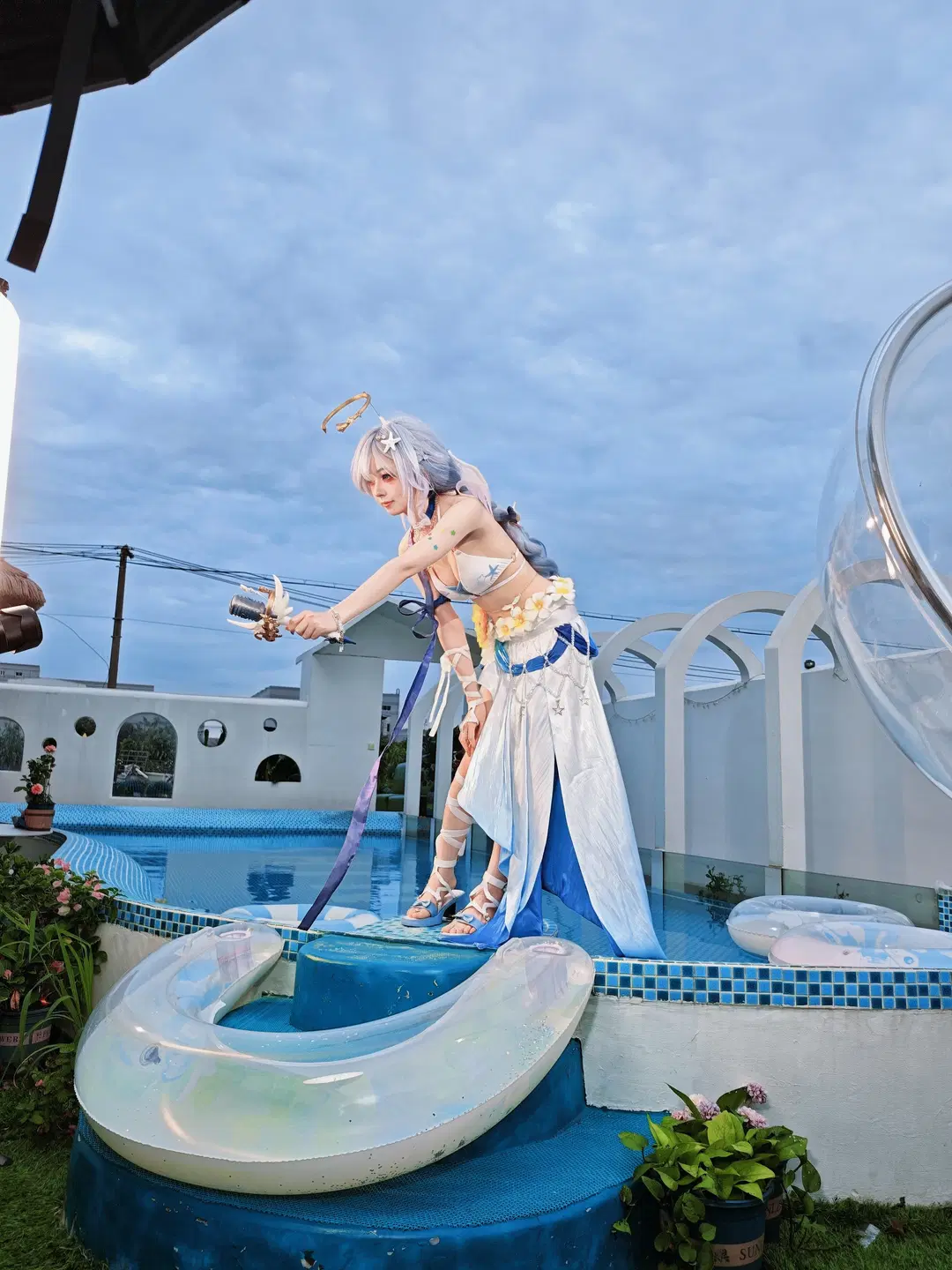 Honkai: Star Rail, Poolside photoshoot, Anime cosplay, Cosplay behind-the-scenes, Robin SP cosplay