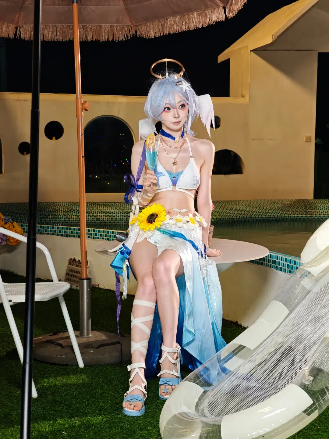 知更鸟cos 崩坏星穹铁道泳池夜拍花絮 - 灵时雪 - 第7张