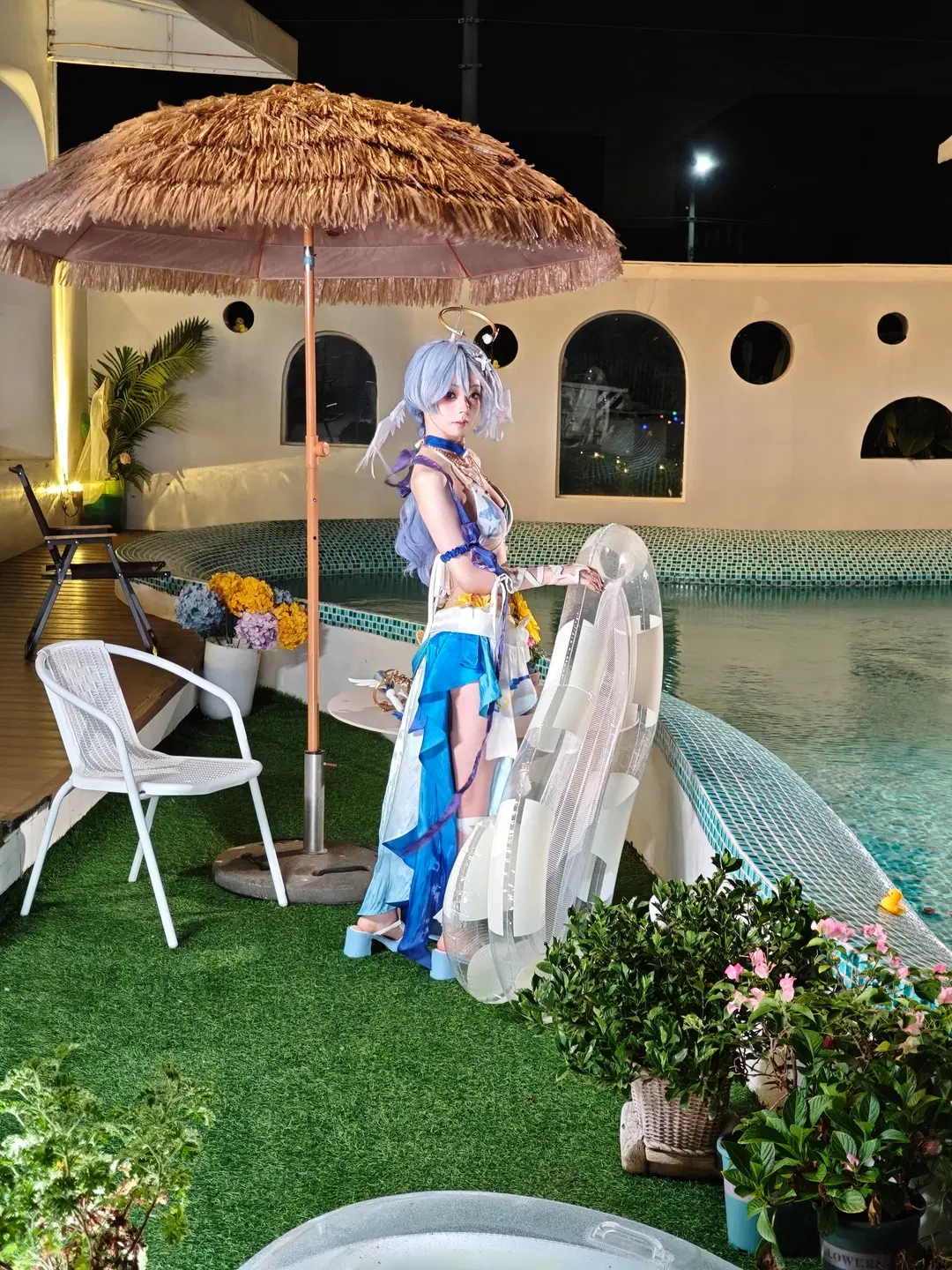 知更鸟cos 崩坏星穹铁道泳池夜拍花絮 - 灵时雪 - 第9张
