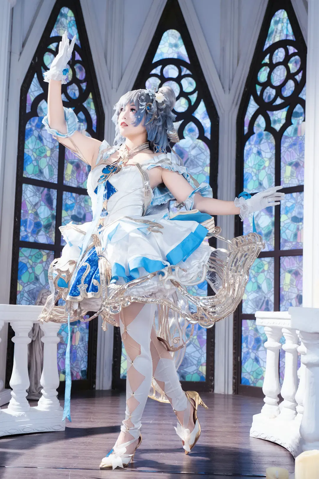 cosplay, 棚拍人像, 正片分享, 绑带袜, 蓝白魔法风