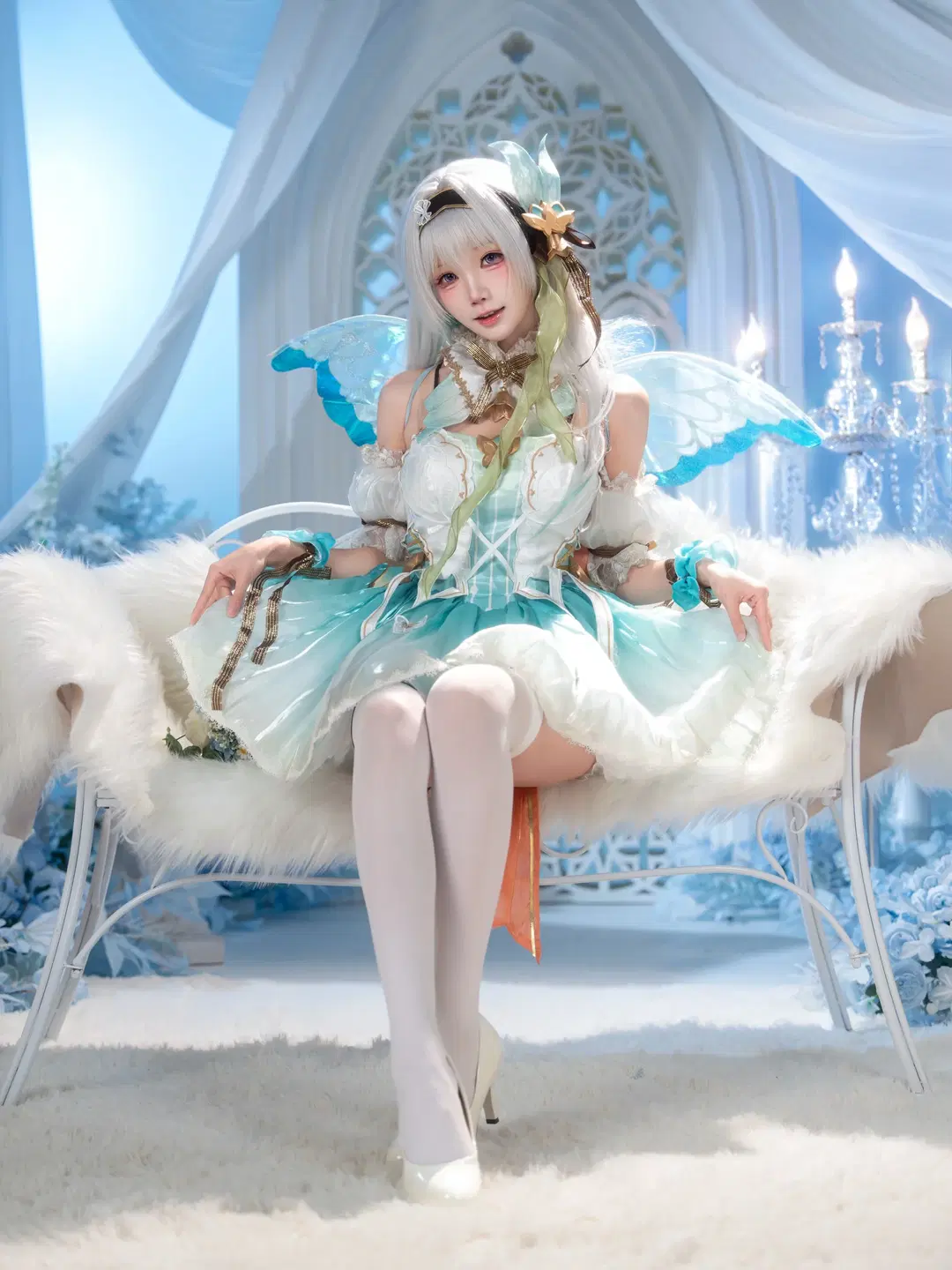 cosplay, 流萤cos, 白丝, 棚拍写真, 精灵翅膀
