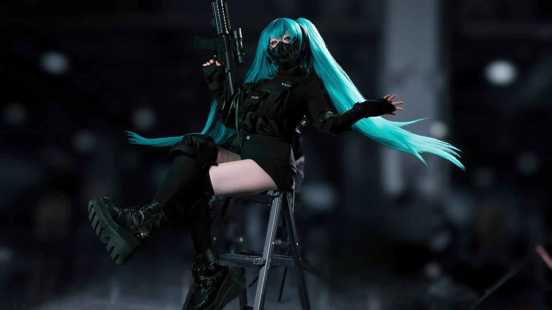 漫展场照, 战术风, 初音未来cos, 黑丝, Vocaloid