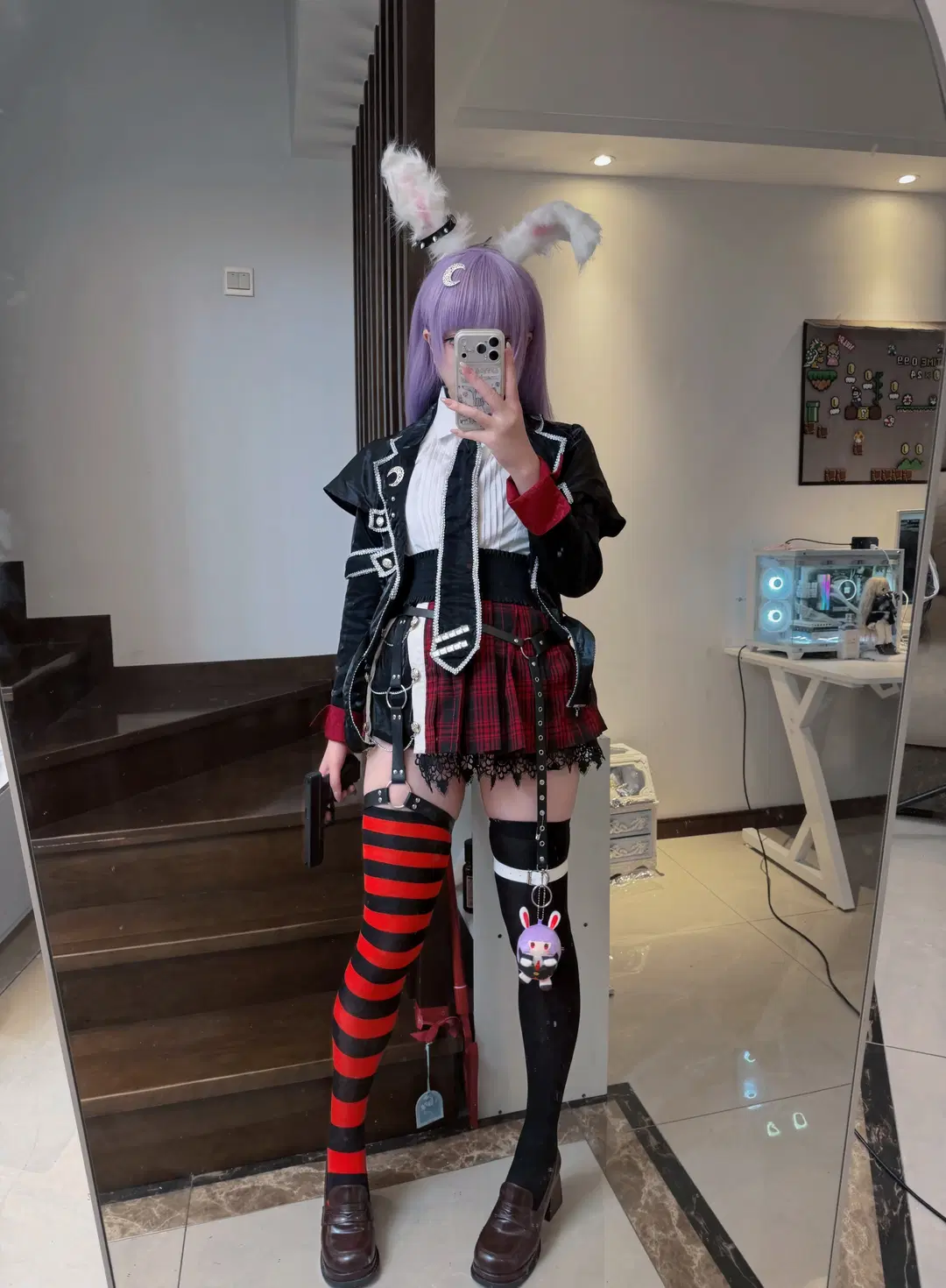 東方Project, うさ耳コスプレ, ニーハイストッキング, うどんげコスプレ, パンク風コスプレ