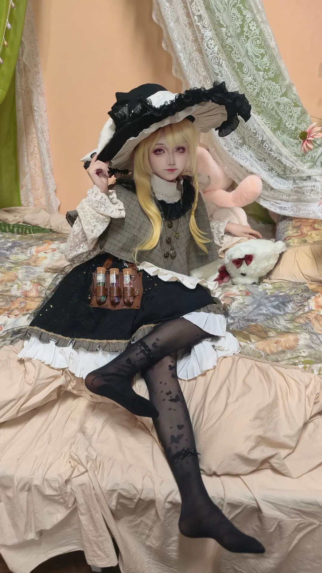 cosplay, 东方project, 洛丽塔, 雾雨魔理沙cos, 丝袜