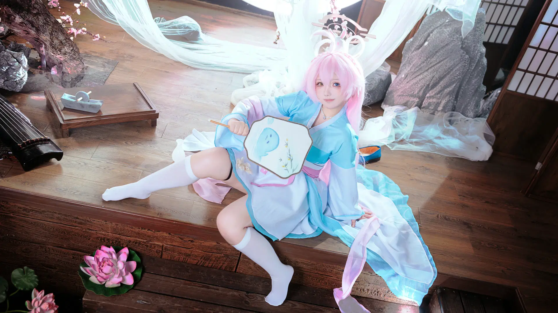 二次元摄影, 古风cosplay, 小鸟游星野cos, 过膝白丝, 中秋星野