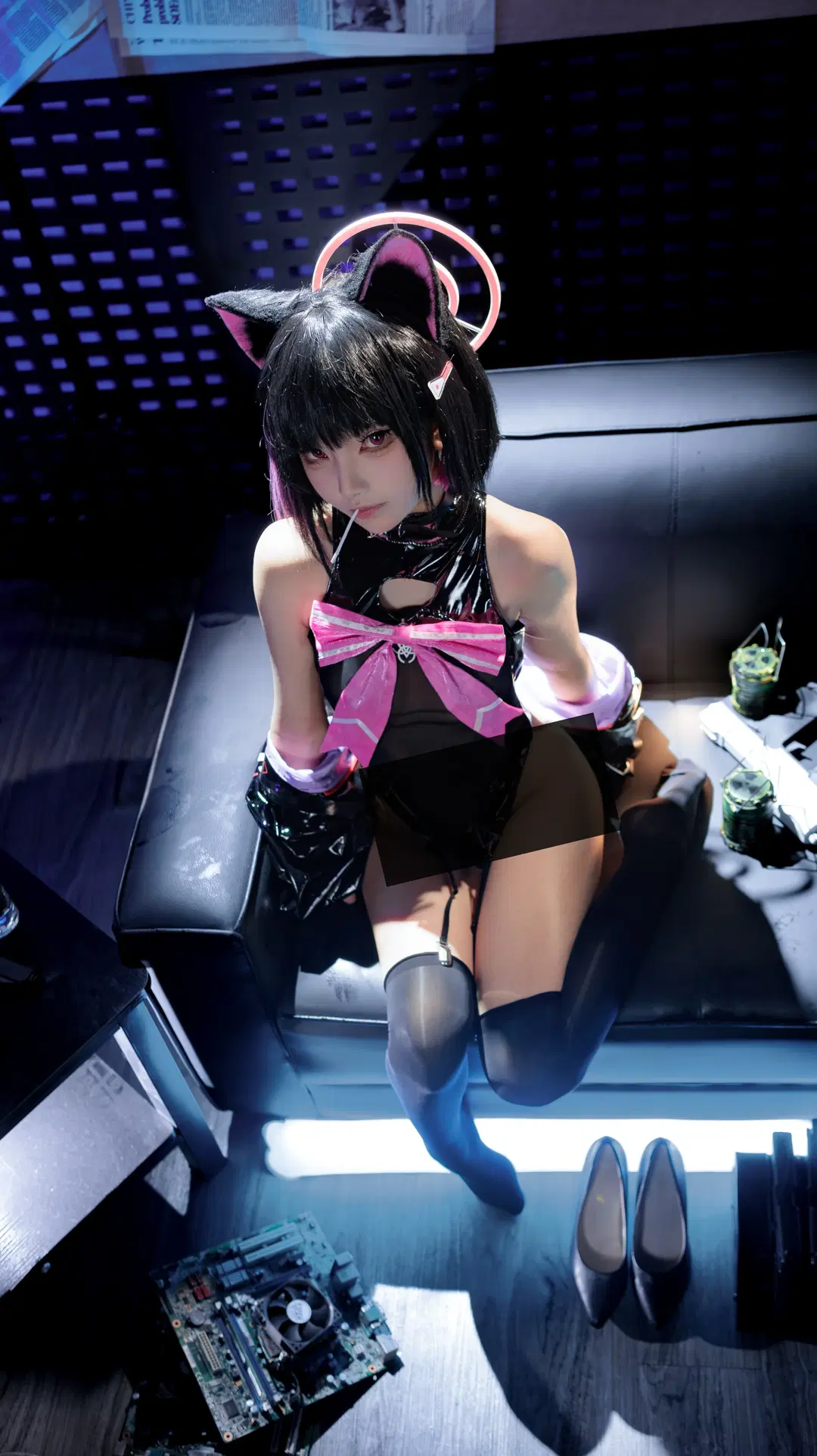 【杏山和紗cos】賽博夜色下的貓耳與甜心棒棒糖