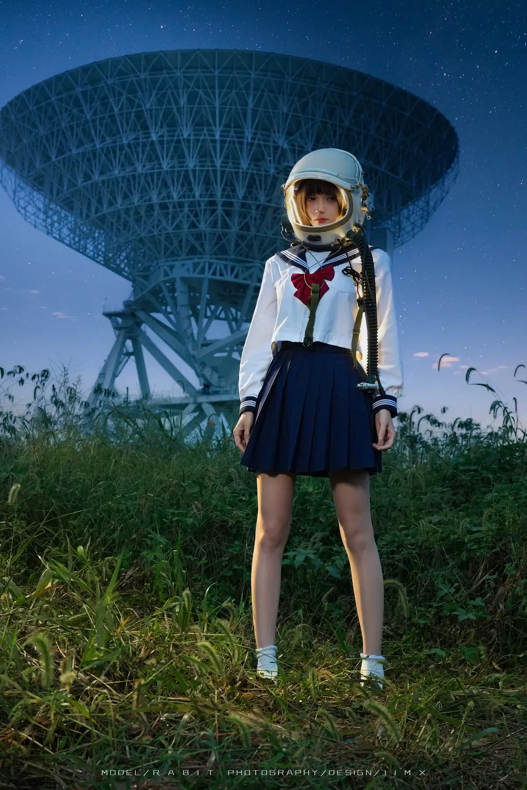 JK制服, 科幻摄影, 星空写真, 宇航员头盔, 射电望远镜