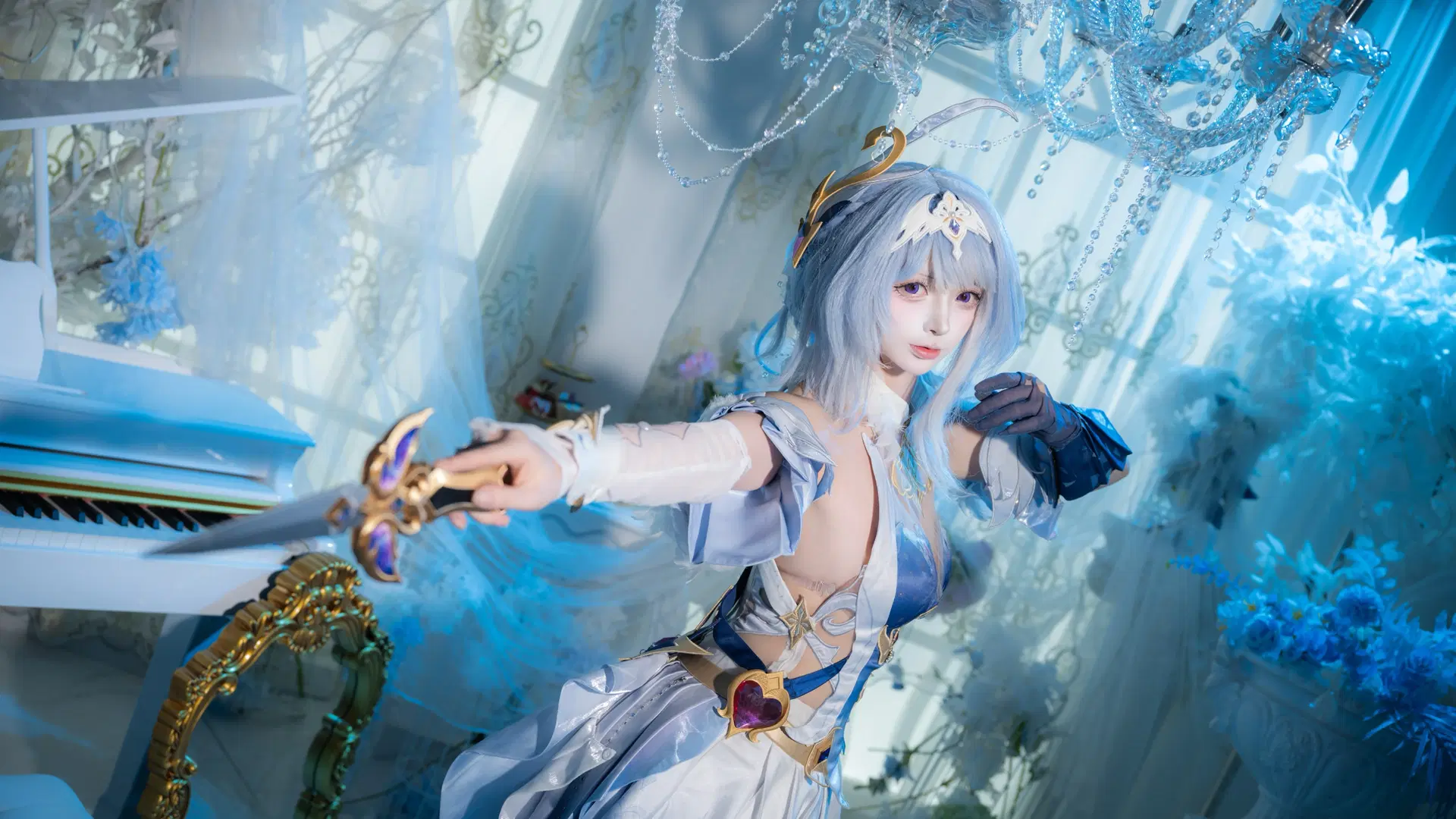 [Odette cosplay] Genshin Impact: Cool-Toned Blue Ballet in a White European Studio by 北京摄影-卡尔 - Image 5