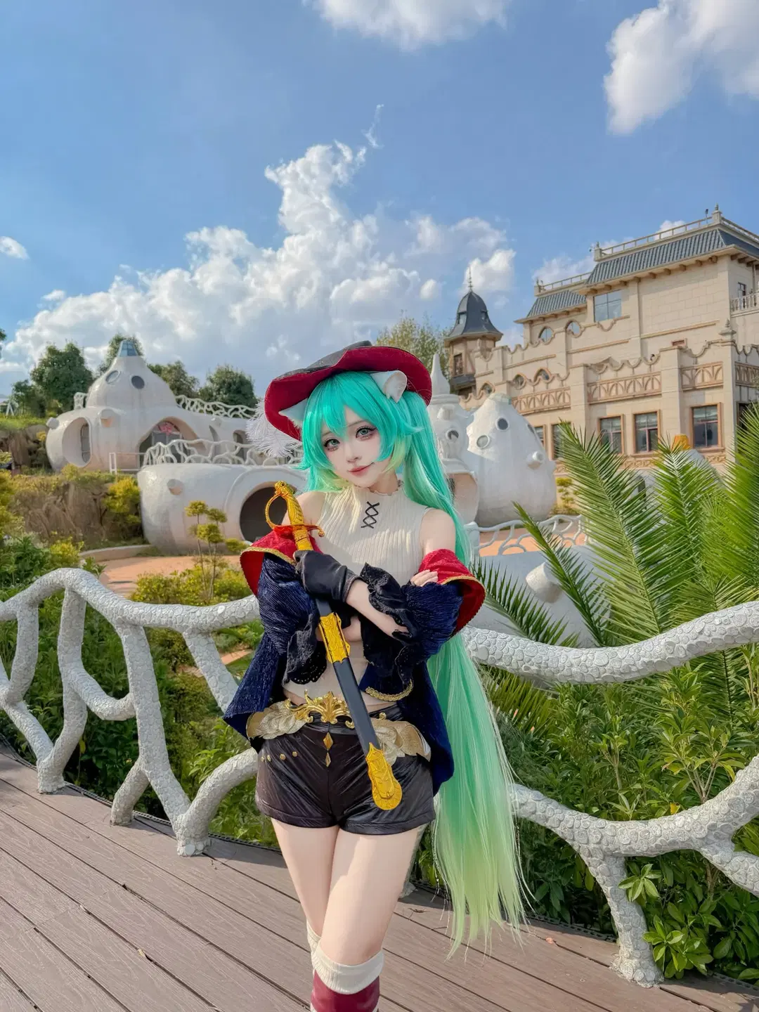 初音ミクコスプレ 長靴をはいた猫の剣士姿、鳳龍湾アラジンタウン冒険記 - 是一只小鱼北 - 3枚目