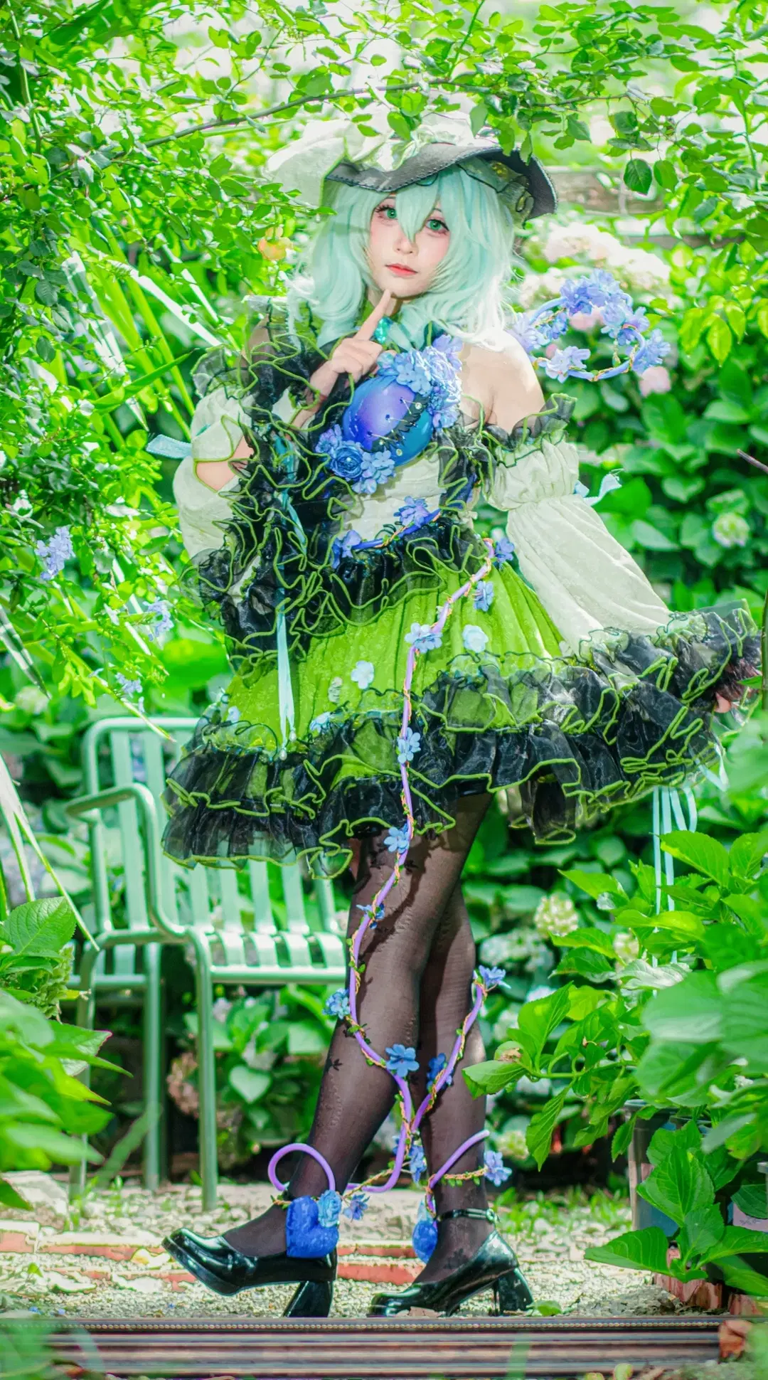 东方project, 古明地恋cos, 绿发cos, 花园写真, 丝袜