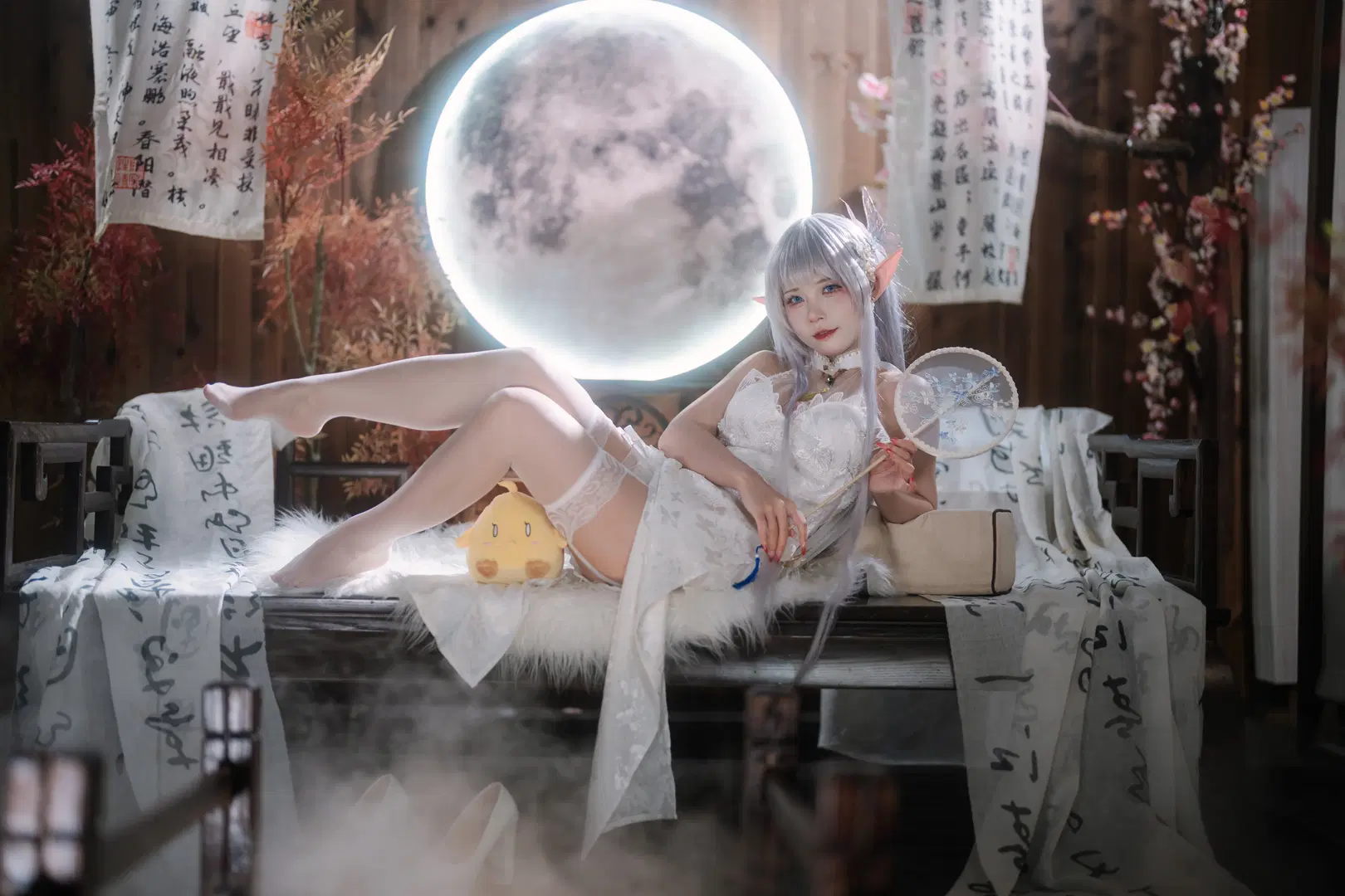【アルビオンコスプレ】『アズールレーン』月光に佇む気だるげな白ドレスのエルフ - Takyi柒月 - 2枚目