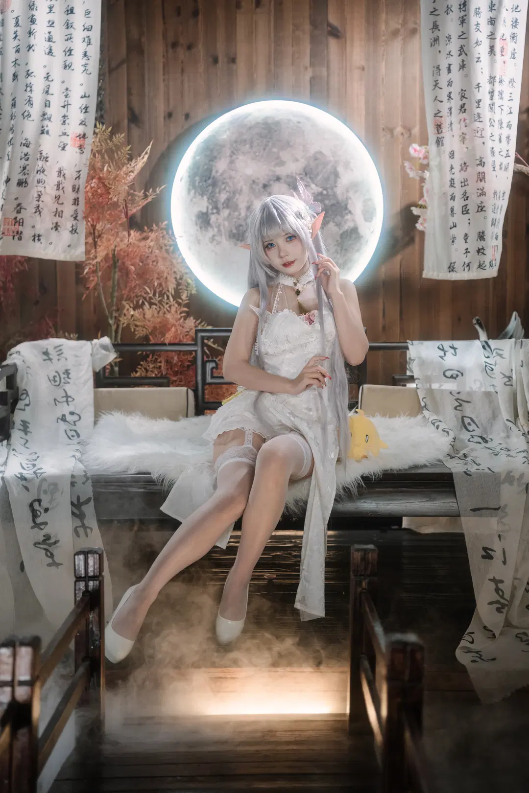 【アルビオンコスプレ】『アズールレーン』月光に佇む気だるげな白ドレスのエルフ - Takyi柒月 - 3枚目