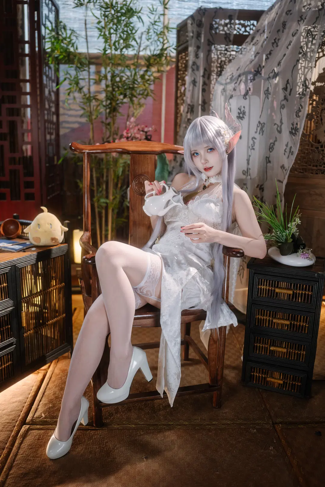 【アルビオンコスプレ】『アズールレーン』月光に佇む気だるげな白ドレスのエルフ - Takyi柒月 - 5枚目