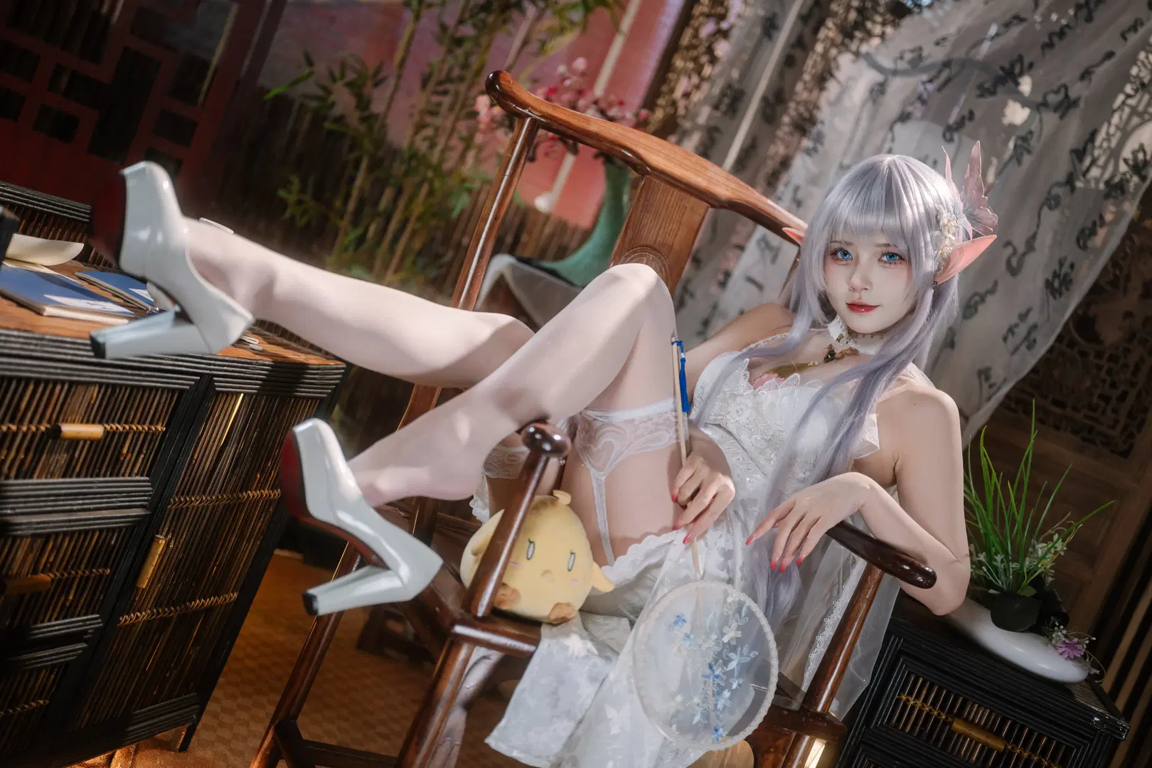 【アルビオンコスプレ】『アズールレーン』月光に佇む気だるげな白ドレスのエルフ - Takyi柒月 - 6枚目