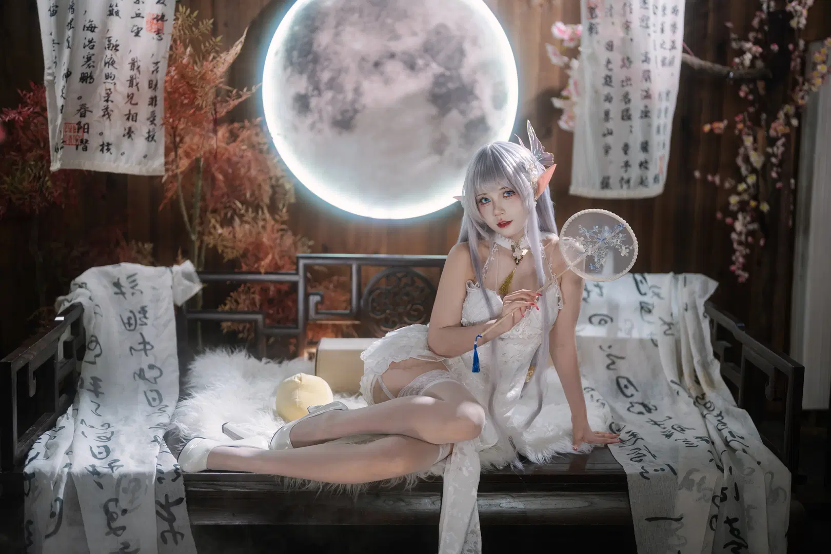 【アルビオンコスプレ】『アズールレーン』月光に佇む気だるげな白ドレスのエルフ - Takyi柒月 - 8枚目