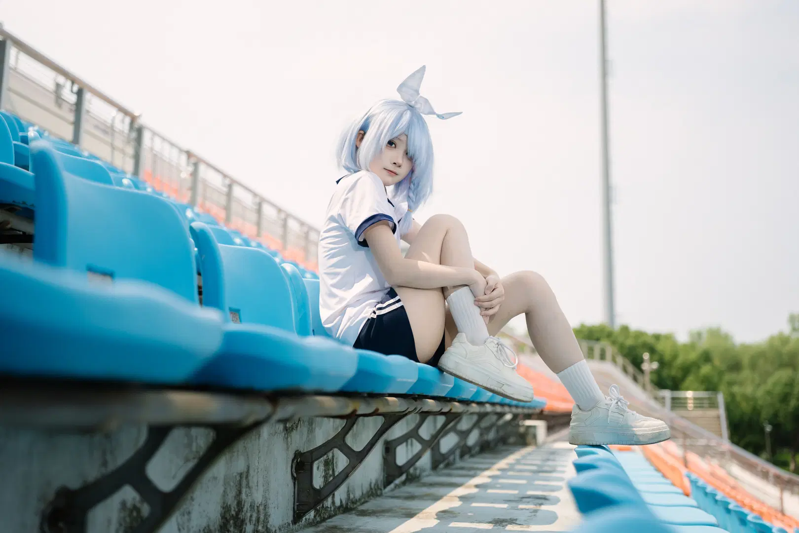 【阿罗娜cos】体育场的蓝白夏日，体操服日常记录 - Takyi柒月 - 第7张
