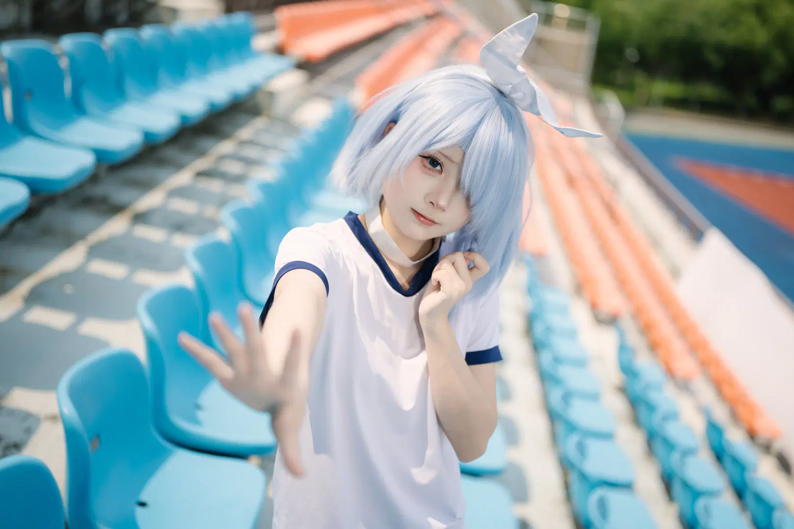 【阿罗娜cos】体育场的蓝白夏日，体操服日常记录 - Takyi柒月 - 第8张