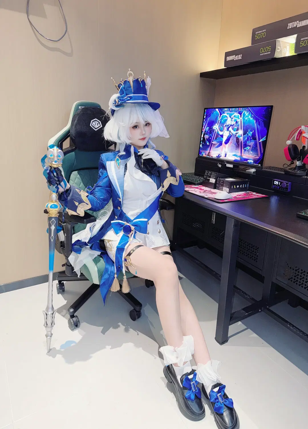 原神, cosplay, 芙宁娜cos, 大长腿, 电竞