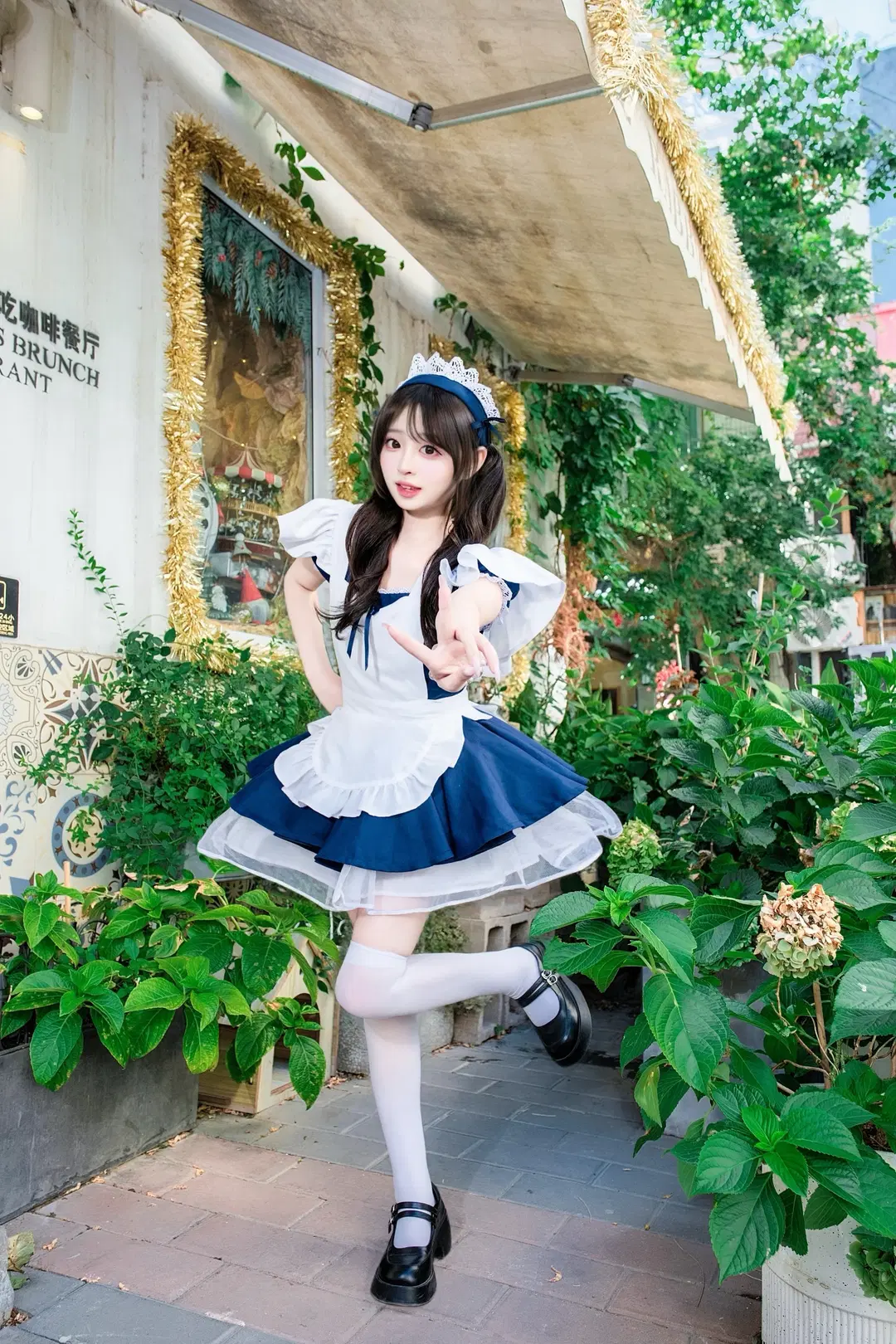 天使女仆写真｜户外绿植与富士直出的蓝白搭配 - Schmidt_R2_Schilling - 第4张
