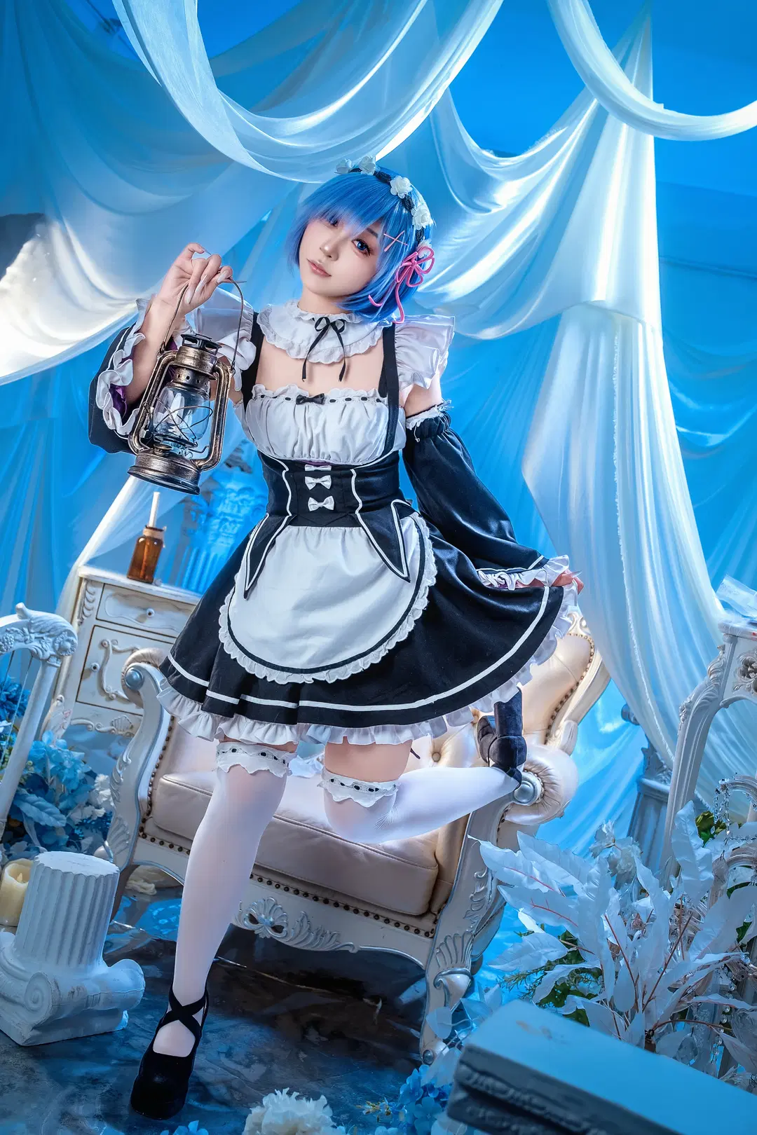 cosplay, 女仆装, 蕾姆cos, 从零开始的异世界, 白丝