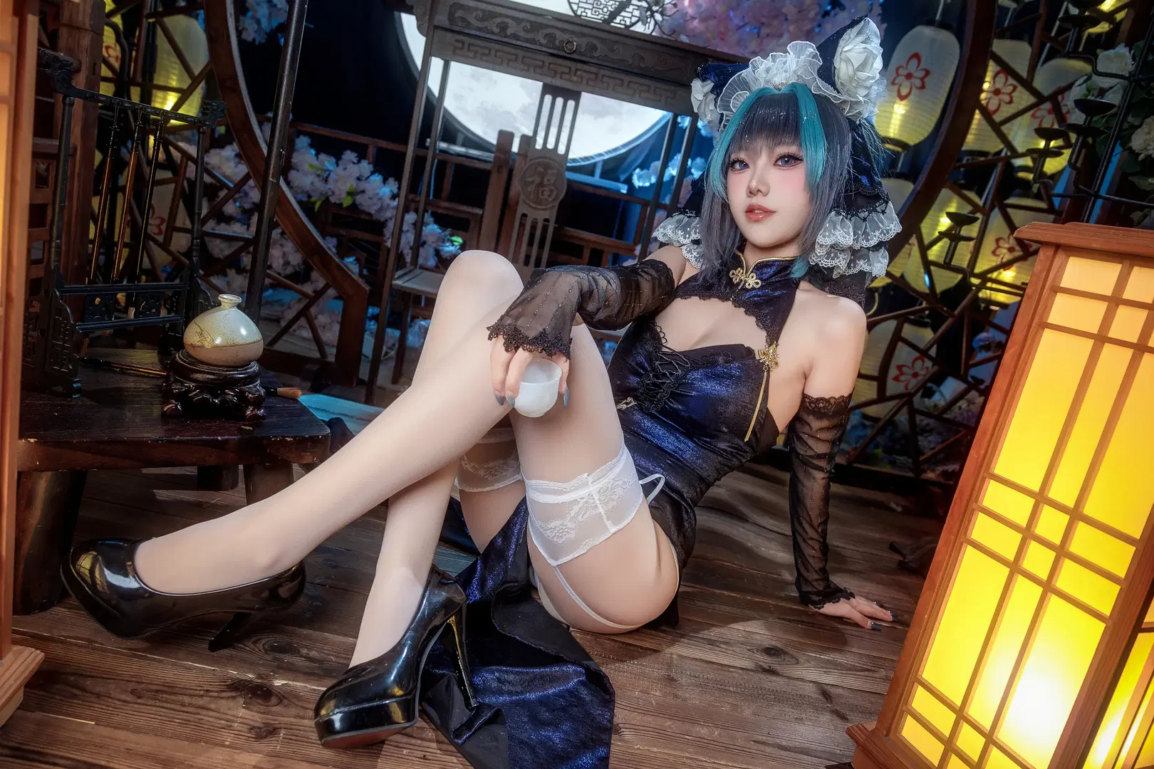【柴郡cos】碧蓝航线柴郡猫的月下旗袍夜 - Schmidt_R2_Schilling - 第2张