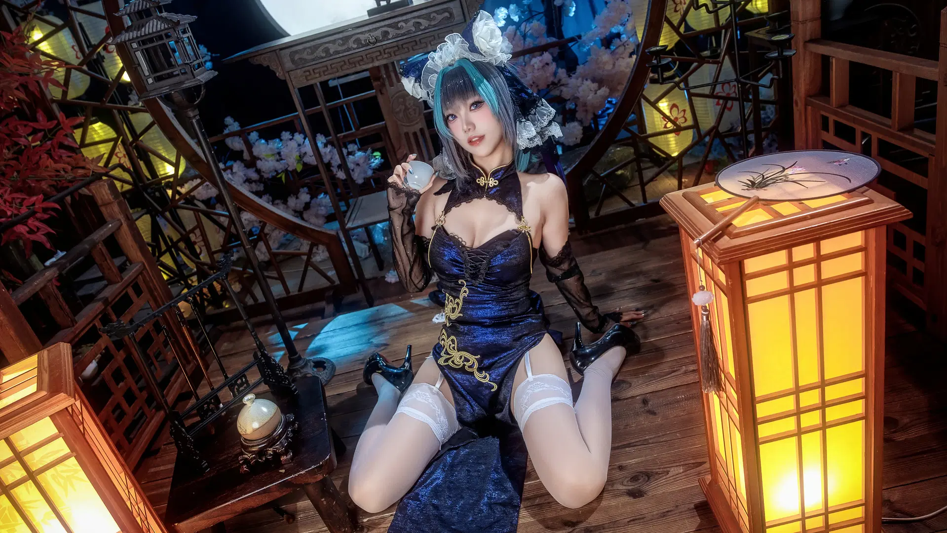 【柴郡cos】碧蓝航线柴郡猫的月下旗袍夜 - Schmidt_R2_Schilling - 第5张