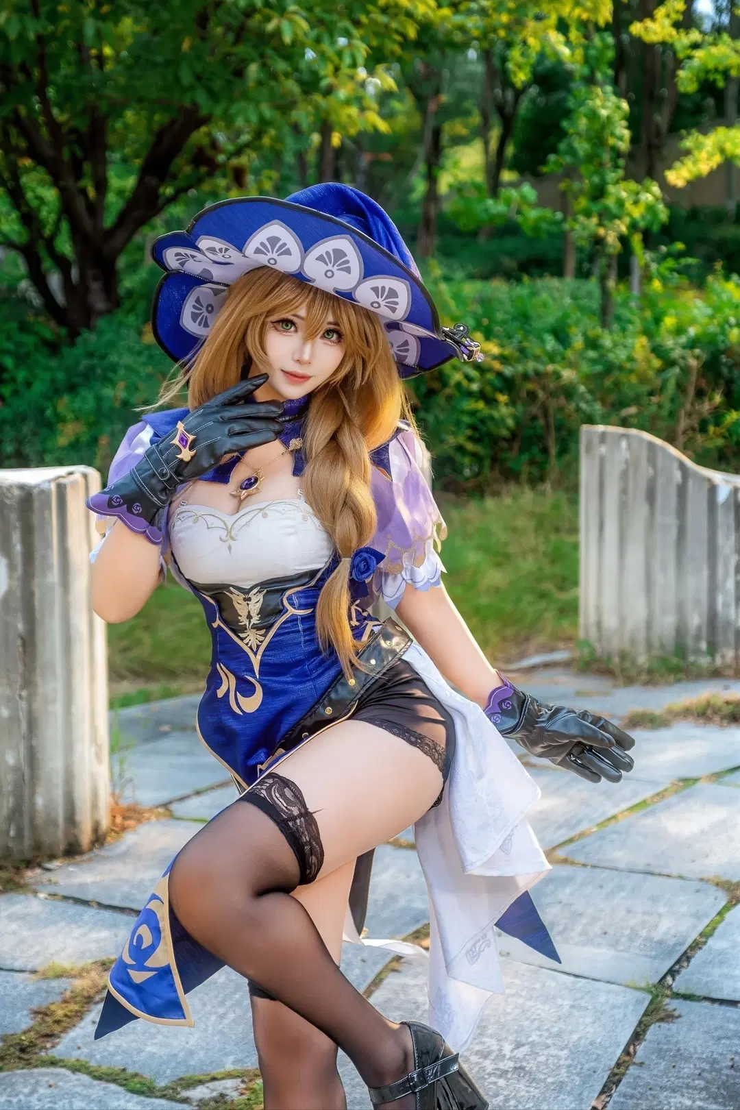 原神, 黑丝, 丽莎cos, 外景cos, 原神丽莎