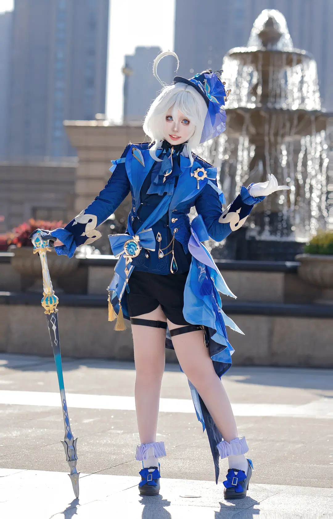 原神, cosplay, 二次元少女, 芙宁娜cos, 腿环