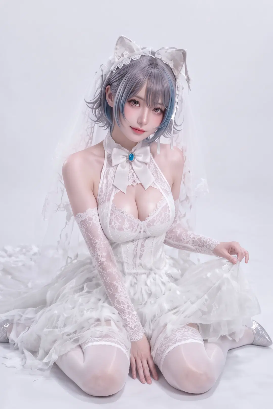 【柴郡cos】碧蓝航线花嫁造型展现纯白性感