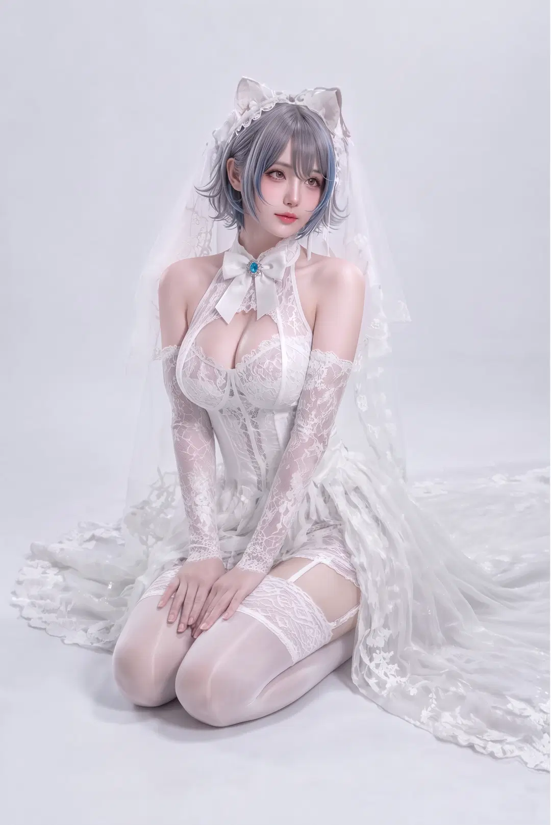 【柴郡cos】碧蓝航线花嫁造型展现纯白性感 - 西米露📷（随缘找模特） - 第2张