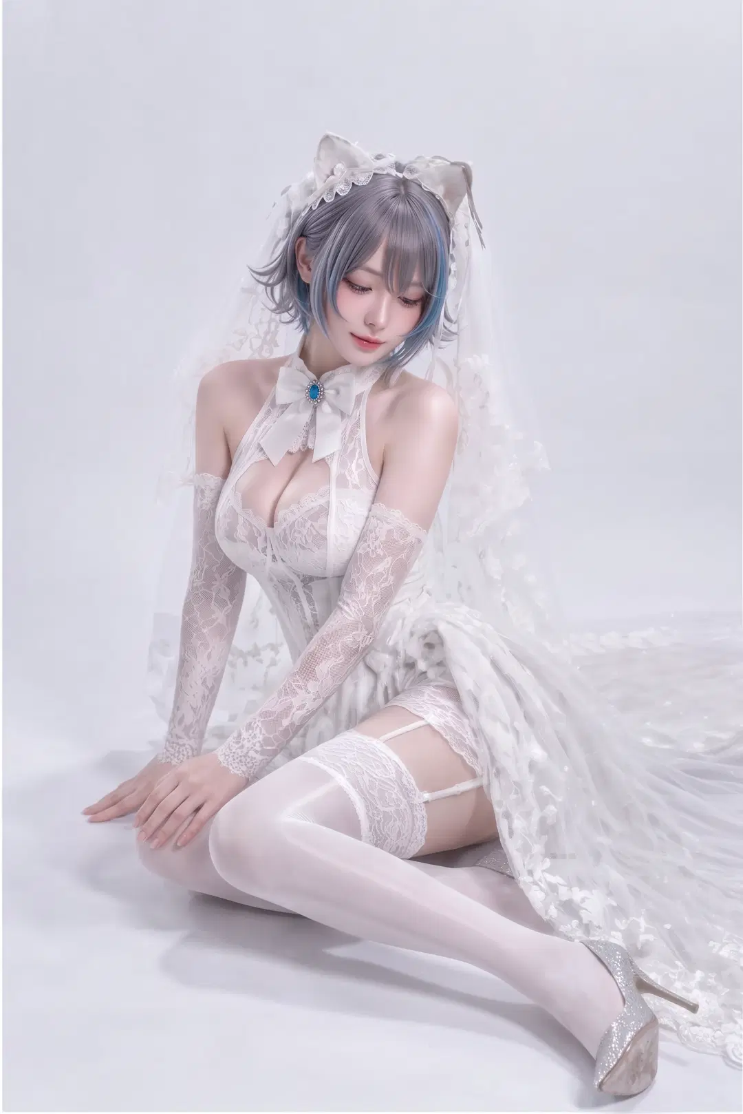 【柴郡cos】碧蓝航线花嫁造型展现纯白性感 - 西米露📷（随缘找模特） - 第3张