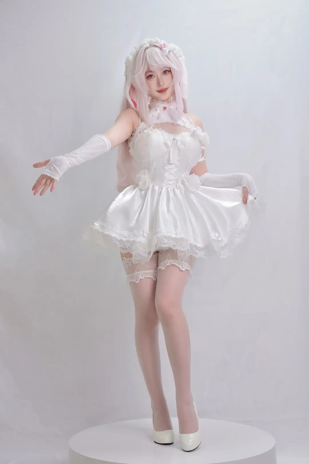 【アリス コスプレ】勝利の女神：NIKKE おとぎ話の幻想、ピュアホワイトのうさ耳ドレス - 星之呱呱🐈 - 2枚目