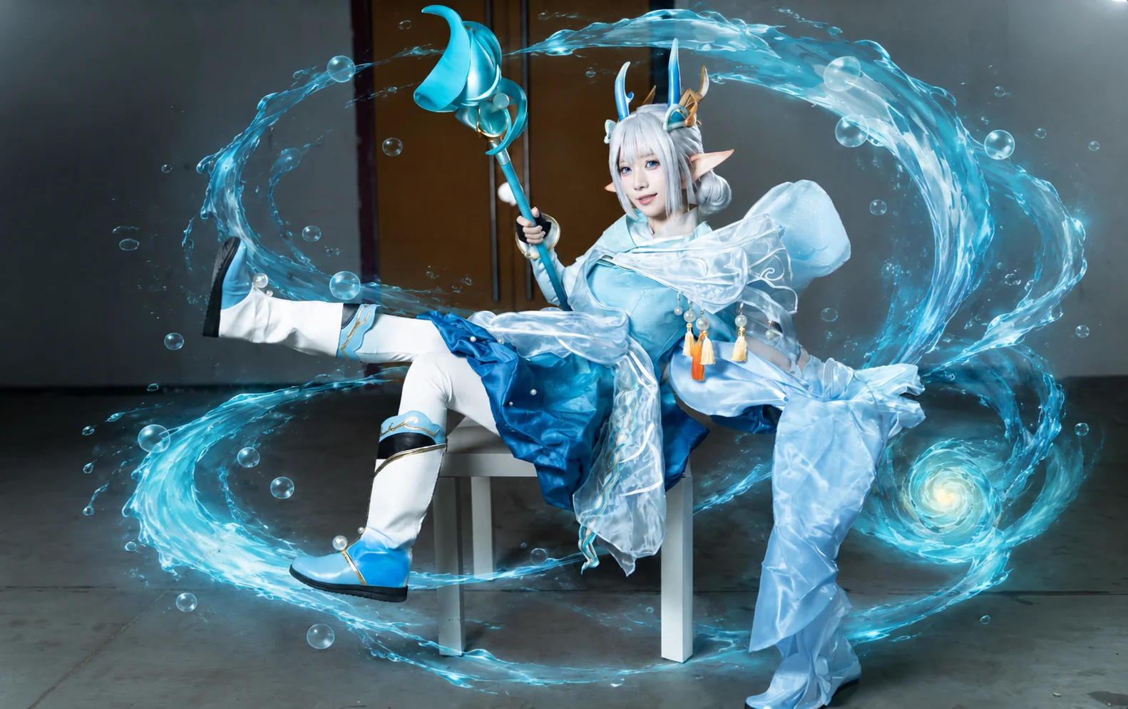 王者榮耀, Cosplay攝影, 瑤cos, 白絲, 水元素特效