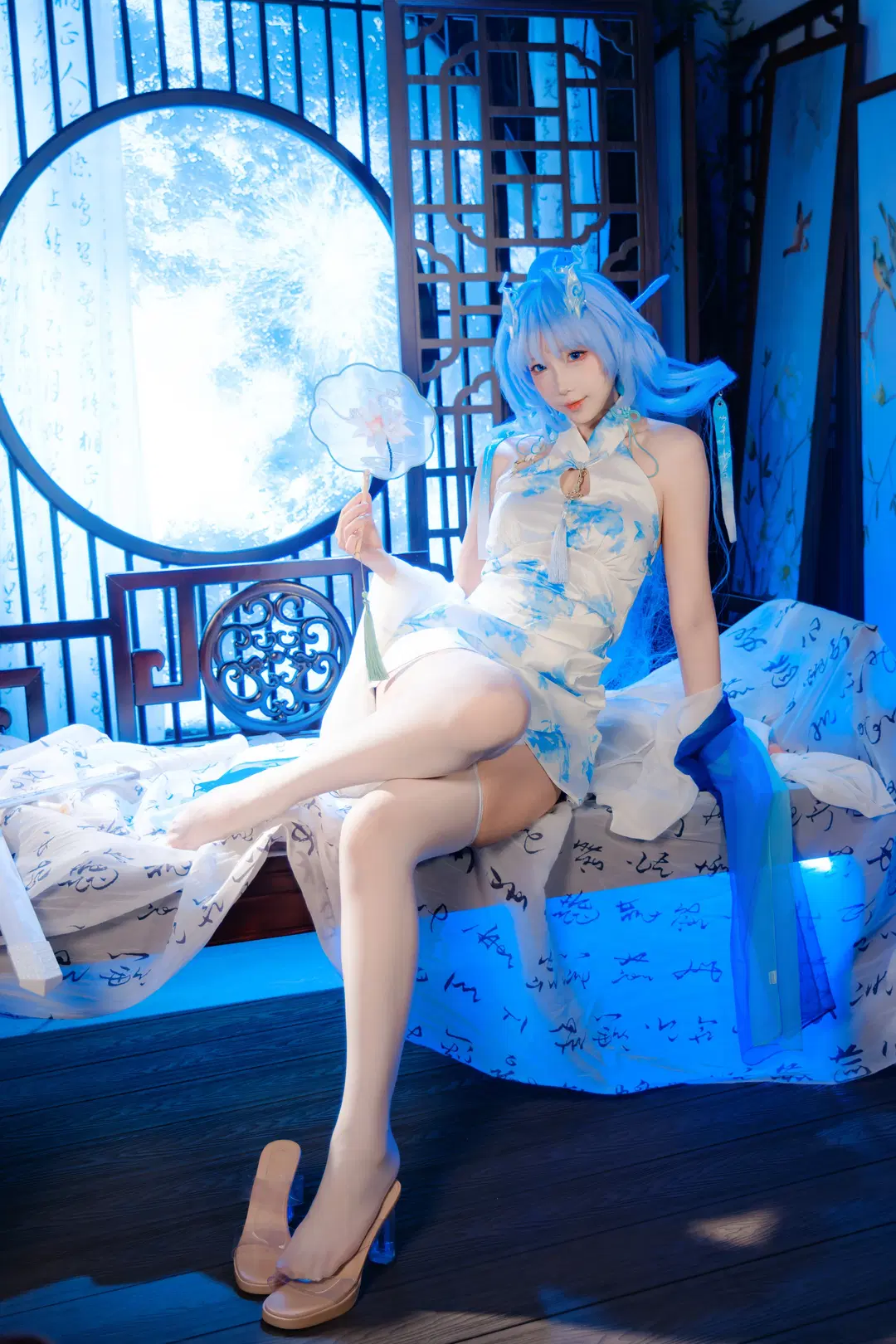 Wuthering Waves, Anime cosplay, White stockings, Qipao cosplay, Qingxiao cosplay