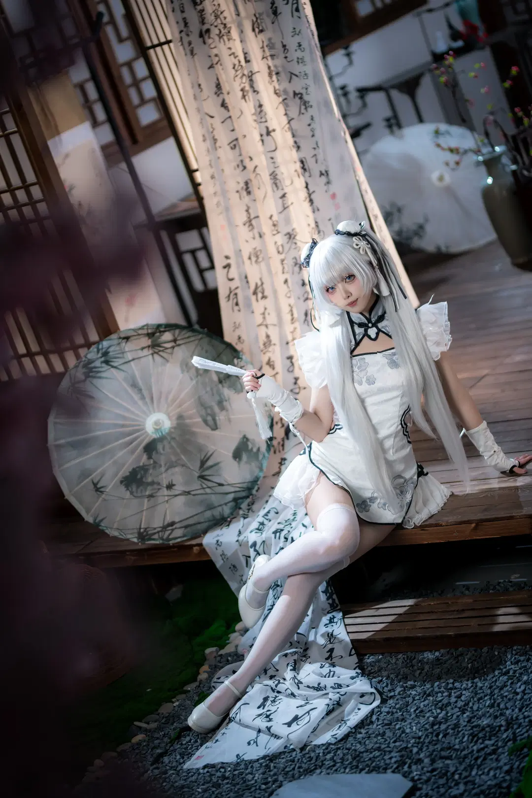 【殷紫萍cos】永劫无间玉髓冰心，水墨国风与白丝的碰撞