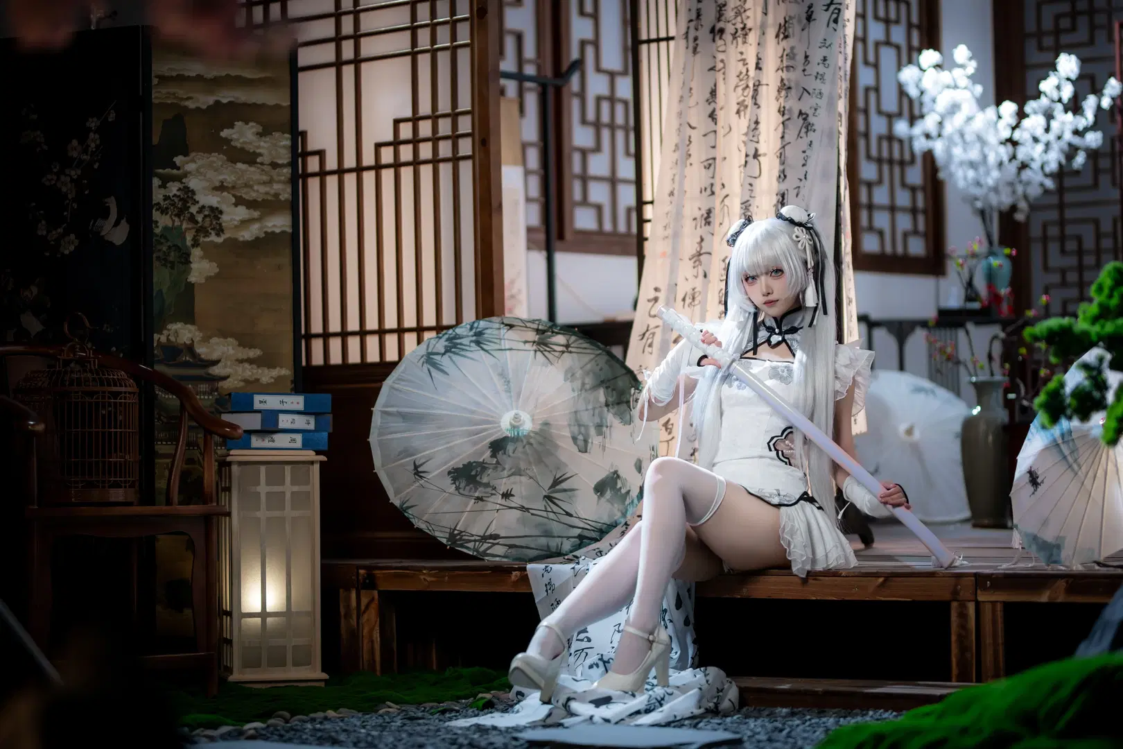 【殷紫萍cos】永劫无间玉髓冰心，水墨国风与白丝的碰撞 - mile7758 - 第3张