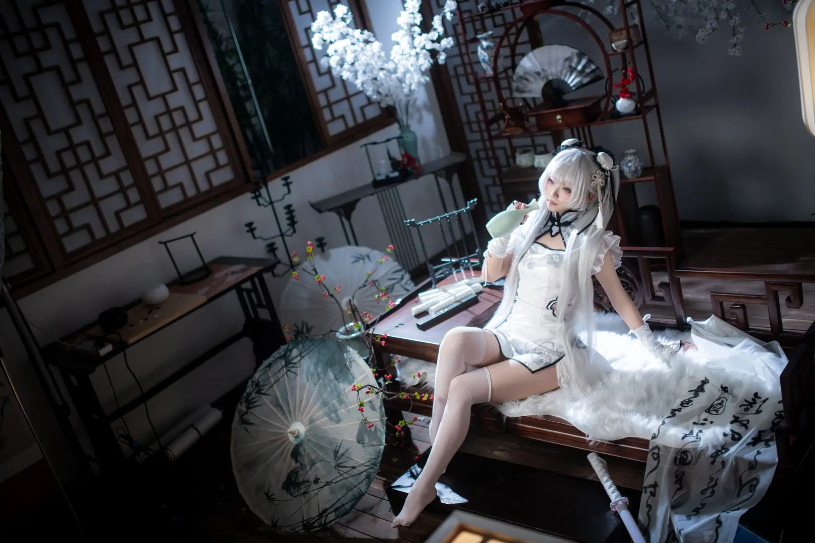 【殷紫萍cos】永劫无间玉髓冰心，水墨国风与白丝的碰撞 - mile7758 - 第4张