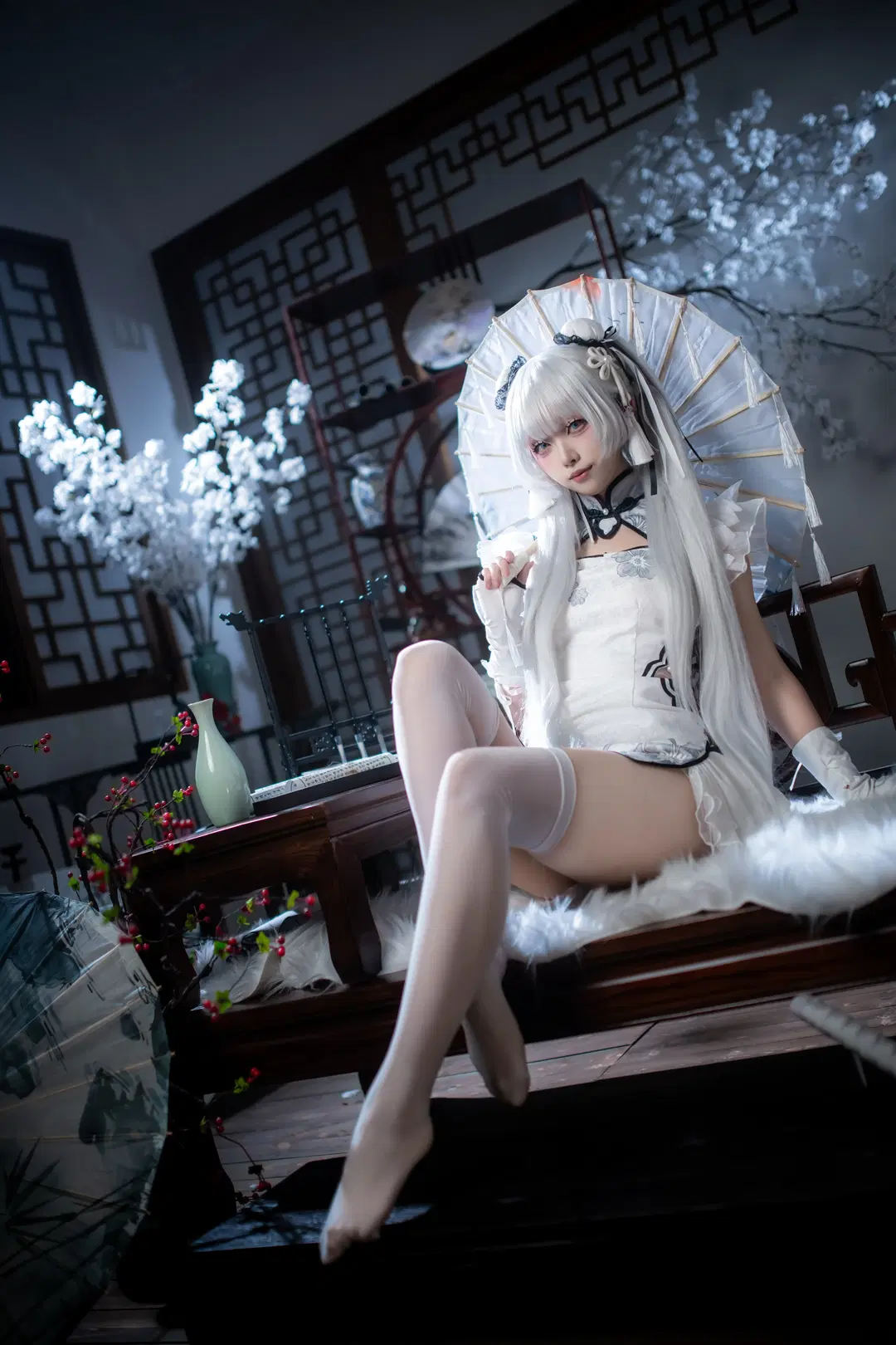 【殷紫萍cos】永劫无间玉髓冰心，水墨国风与白丝的碰撞 - mile7758 - 第5张