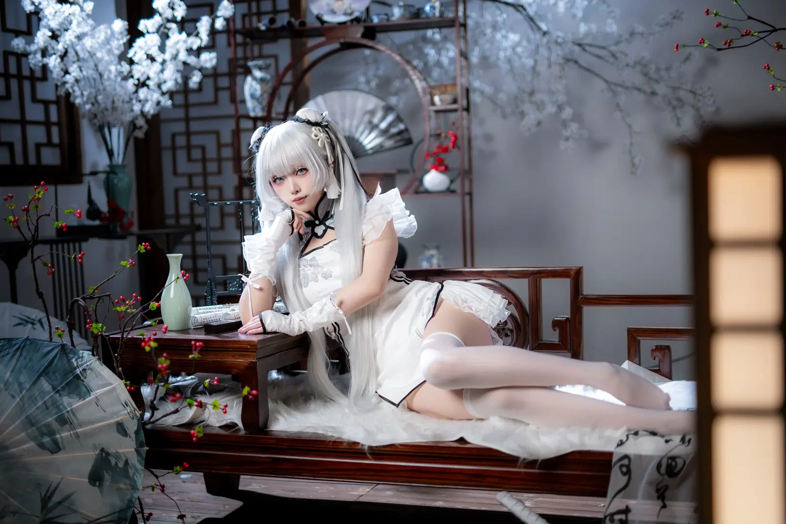 【殷紫萍cos】永劫无间玉髓冰心，水墨国风与白丝的碰撞 - mile7758 - 第6张