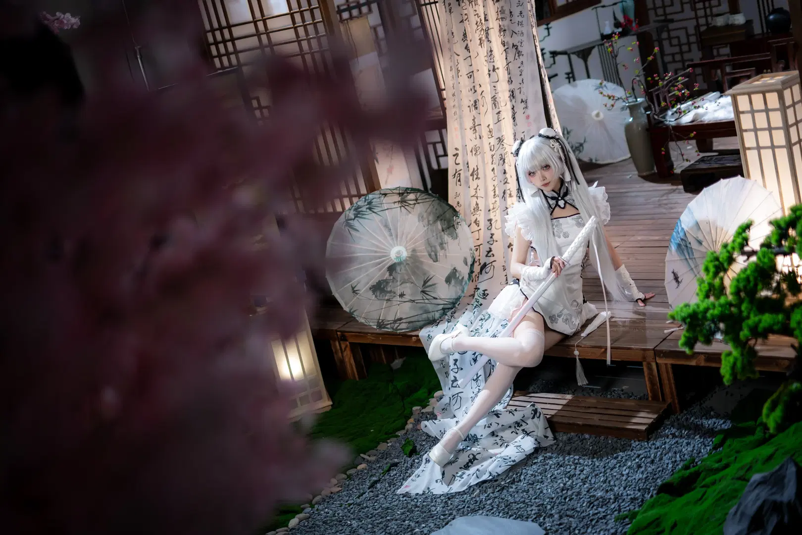 【殷紫萍cos】永劫无间玉髓冰心，水墨国风与白丝的碰撞 - mile7758 - 第8张